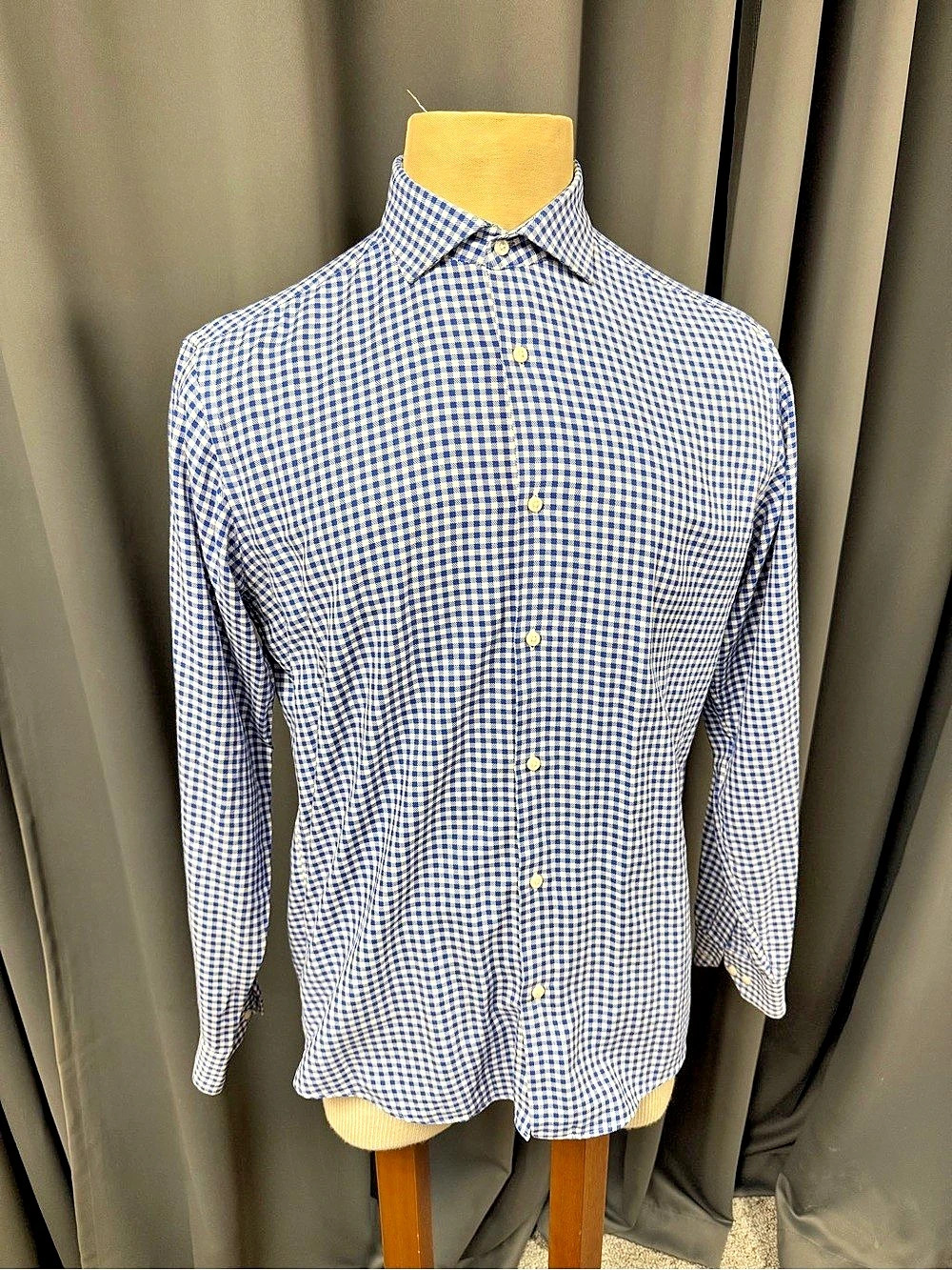 Ben Sherman Tailored Slim Fit Gingham Dress Shirt Gingham Button Down Shirt Blue